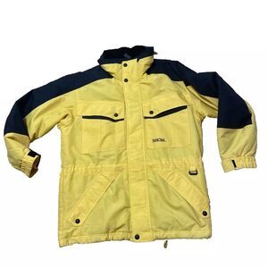 PACIFIC TRAIL Outerwear Snow Parka Jacket Men M Yellow Ski Hood Outdoor Gorpcore